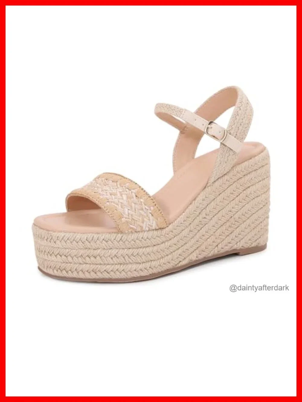 Womens Raffia Espadrille Wedge Sandals Ankle Buckle Platform Summer Beach Shoes